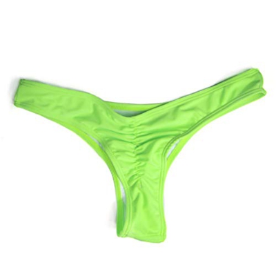 TENDYCOCO Mujeres Bikini brasileño Parte Inferior Ropa de Playa Sexy V Cheeky Fruncido T-Back Tanga Traje de baño