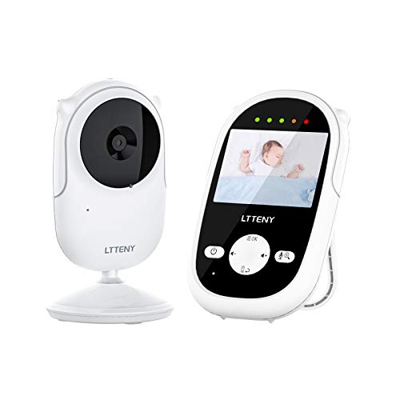 Ltteny Vigilabebes con Camara y Intercomunicador,LCD TFT de 2,4 ''de Bebé Monitor con Visión Nocturna,Audio Bidireccional,4 Canciones de Cuna,Desperta