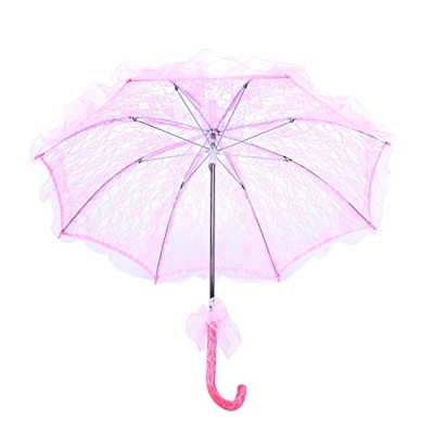 Gaoominy Bride Boda Hecha A Mano para Ni？as De Flores Battenburg Encaje Sombrilla Boda Sombrilla Rosa