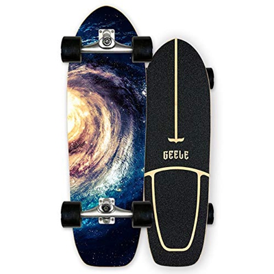 WRISCG Carver Skateboard Arce Tabla Completa 78×24cm Cruiser Boards, Rodamientos de Bolas ABEC Alta velicidad, Tablero de Arce de 7 Capas, para Adoles