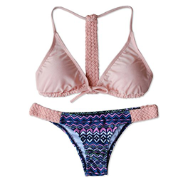 DELEY Mujeres Retro Acolchado Triángulo Brasileño Bikini Traje De Baño Ropa De Playa Tamaño M en oferta