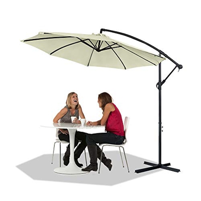 HENGMEI Ø 350cm Sombrilla Parasol Mástil de Aluminio y 100% Poliester Tela protección UV 40 + y Impermeable Sombrilla de Jardin, Terraza, Color Beige