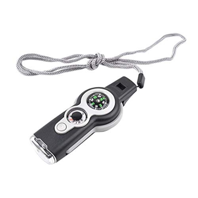 F Fityle 7 en 1 Equipo de Senderismo de Supervivencia de Emergencia, Silbato de Seguridad con Lupa, Linterna, brújula, termómetro, Espejo de señalizac