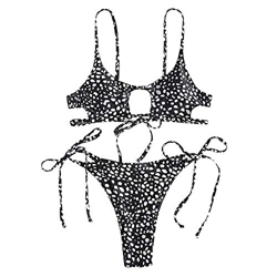 ZAFUL Juego de bikini acolchado, dos piezas, estampado de leopardo, corbata, triángulo Negro S características