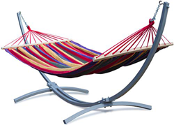 Potenza Hamaca con Soporte De Jardin Exterior para 2 Personas Doble Multicolor Hamaca De Tela XXL 220x160 200kg Marco De Acero Soporte Hamaca hasta 22 en oferta