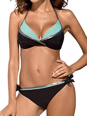 heekpek Brasileños Bikini Push Up Traje de baño de Cintura Baja Bañador Dos Piezas Mujer Conjuntos de Bikinis para Mujer