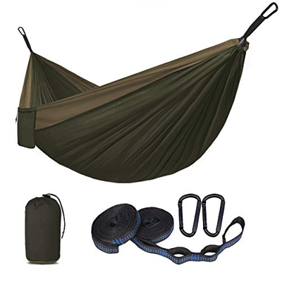 SUNNY GUARD Hamaca Doble y Individual Ultraligera Estilo paracaídas de Nylon Hamacas para Acampada,Senderismo, Playa,Jardinería y Viaje,270 X 140cm He