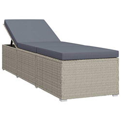 vidaXL Tumbona con Cojín de Jardín Sillón Reclinable al Aire Libre Balcón Patio Terraza Sofá Cama de Exterior Cerca de Piscina Ratán Sintético Gris precio