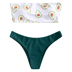 MMMYANG Bikini Mujer Vendaje Verano 2020 Aguacate Bikini Tipo Bandeau con Estampado de piña sin Tirantes, Corte Alto, para Mujer (Verde Oscuro, S) precio