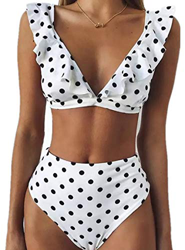 JFAN Mujer Traje de Baño Bikini Punto de Onda Ruffle Conjunto de Bikini de Playa Acolchado Bañador en oferta