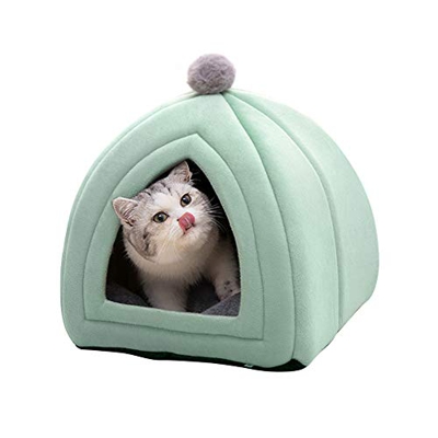 Famgizmo - Caseta para gatos, 47 x 47 x 47 cm, 2 en 1 con cúpulas, cojín extraíble para gatos o perros pequeños, tienda/cama/casa plegable para animal