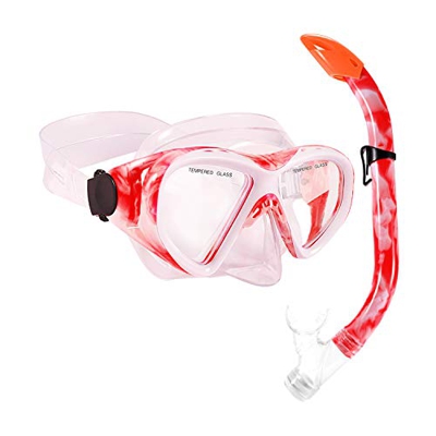 Juego de esnórquel para niños, gafas de buceo con campo de visión panorámico de 180°, máscara de buceo, máscara de esnórquel, juego de gafas de buceo 