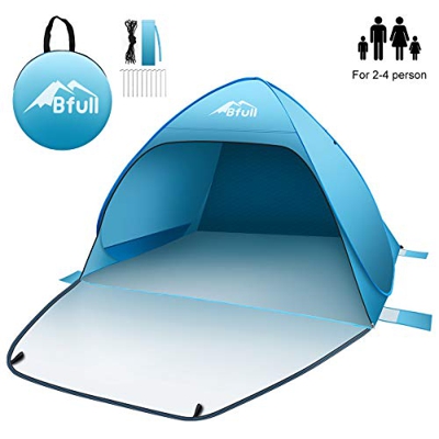 BFULL Pop Up Tienda de playa con una puerta que se puede cerrar para 1-3 personas, Carpas automáticas contra rayos UV para playa, Jardín, Camping, Pes