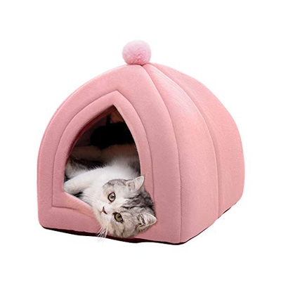 Famgizmo - Caseta para gatos, 40 x 40 x 42 cm, 2 en 1 con cúpulas, cojín extraíble para gatos o perros pequeños, tienda/cama/casa plegable para animal