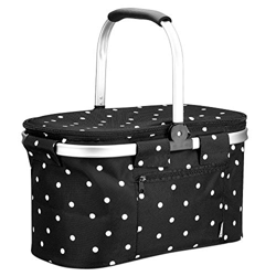 Navaris Cesta térmica para Picnic - Cesto de Tela y Aluminio para Camping Playa Compra - Nevera portátil para Transporte de Comida y Bebida - Negro precio