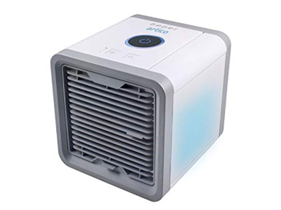 Beper P206RAF200 - Mini Refrigerador de Mesa Humidificador, Aire Acondicionado Personal Portátil, Cable USB, 3 Velocidades, 7 Luces de Cromoterapia LE