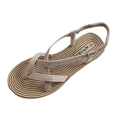 Sandalias Mujer Sandalias Mujer Verano 2019 Sandalias Planas Sandalias de Vestir Playa Chanclas para Mujer Zapatos Sandalias de Punta Abierta Roma Cas