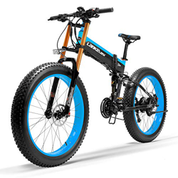 LANKELEISI Nueva T750Plus Bicicleta de eléctrica, Bicicleta de Nieve con Sensor de Asistencia a Pedales de 5 Niveles, batería de 48V 14.5Ah, Mejorada  características