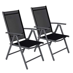 CCLIFE Juego sillas Plegables de Aluminio para jardín, terraza, Patio, Playa,Impermeables y Resistentes al Sol, Color:Dark Gray, Tamaño:2pz-Set en oferta