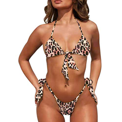 URIBAKY Traje De BañO De Verano para Mujer Sexy Estampado De Leopardo Y Ropa De Playa De Color SóLido Conjunto De Dos Piezas Bikini Honda Push-Up Suje características