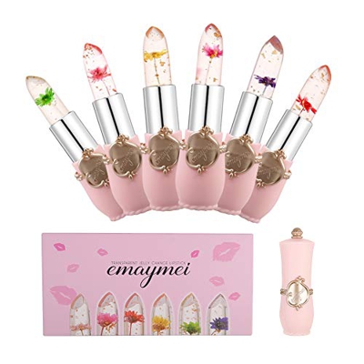 Yuccer 6 Piezas Labial Flor Cambio de Color Lapiz Labial Transparente Magico Labial Hidratante Brillo Regalo para Mamá Niña (6 Piezas)