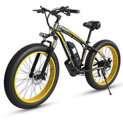 XXCY Bicicleta Eléctrica S02, 1000w 15ah 26 '' E-Bici Eléctrica De La Montaña De La Nieve De La Bici De Montaña (Amarillo) en oferta