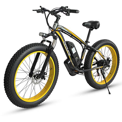 XXCY Bicicleta Eléctrica S02, 1000w 15ah 26 '' E-Bici Eléctrica De La Montaña De La Nieve De La Bici De Montaña (Amarillo)