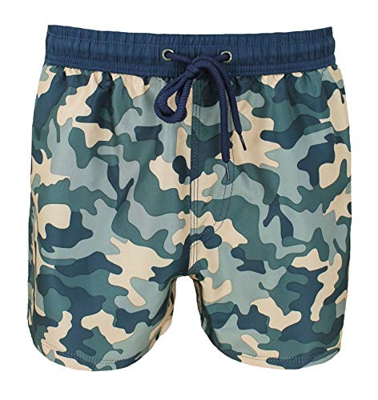 Evoga Bañador de hombre militar camuflaje camuflaje camuflaje calzoncillos bóxer cortos playa azul beige XXL