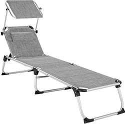 TecTake 800813 Tumbona, Tumbona para el jardín con Parasol Ajustable, Asiento Plegable para la Piscina, Mueble de Exterior (Gris Jaspeado) características
