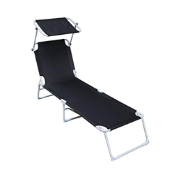 TolleTour Tumbona Plegable Inoxidable,Parasol Ajustable Exterior Piscina Terraza,Capacidad 110 kg,189x55x27cm,Negro características
