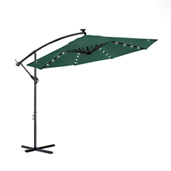 Aufun Sombrillas de Aluminio de 350 cm con LED Blanco de energía Solar con protección UV 40+ - sombrilla Verde con sombrilla Ajustable en Altura (Verd en oferta