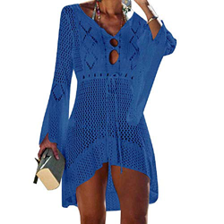 UMIPUBO Vestido de Playa Mujer Suelto Pareos Playa V-Cuello Camisolas y Pareos Ganchillo Vendaje Bikini Traje de Baño Cover up Tunica Talla Grande en oferta