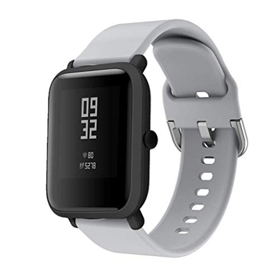 CNBOY Correas de Reloj de Repuesto de Silicona para Xiaomi Huami Amazfit Bip Youth Watch (Gris, 20mm)
