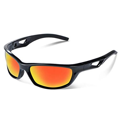 Vimbloom Hombre Gafas de Sol Deportivas polarizadas para béisbol, Atletismo, Ciclismo, Golf, Pesca VI685 (Negro Rojo)