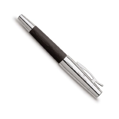Faber Castell 148220 - Pluma estilográfica E-motion, con cuerpo en madera de peral, trazo M, color negro