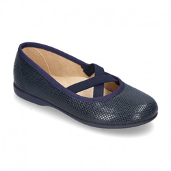 Bailarina En Serratex Estampado Con Cintas Cruzadas. 30 Azul Marino en oferta