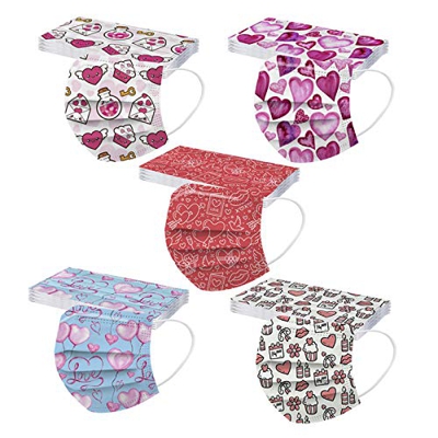 50 Piezas, adulto desechable, transpirable, estampado de amor de San Valentín