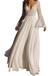 YouKD Vestido Floral de Encaje para Mujer Maxi Robe Boho Kimono Suelto Vestido de Bikini de Playa características