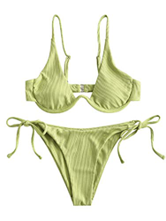 ZAFUL Bikini de dos piezas para mujer, diseño de leopardo, cruzado, push up, acolchado, traje de baño verde S precio