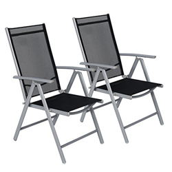 CCLIFE Juego sillas Plegables de Aluminio para jardín, terraza, Patio, Playa,Impermeables y Resistentes al Sol, Color:Light Gray, Tamaño:2pz-Set en oferta