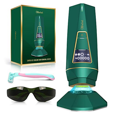 Depiladora Luz Pulsada IPL, Olivivi Real 400.000 Parpadeo Indoloro mejor depiladoras femeninas laser mujer con sensación de hielo sincronizada complet