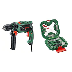 Bosch EasyImpact 550 - Taladro percutor + Bosch X-Line - Maletín de 34 unidades características