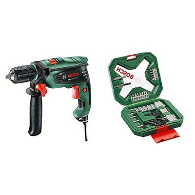 Bosch EasyImpact 550 - Taladro percutor + Bosch X-Line - Maletín de 34 unidades