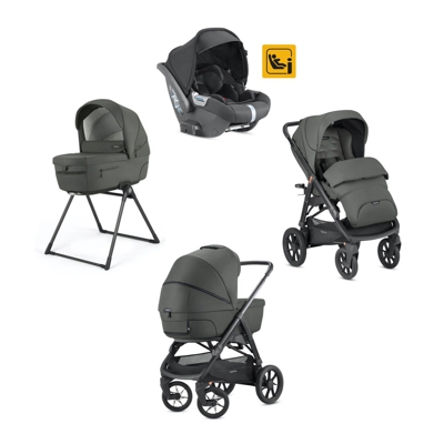 Inglesina - Sistema Paseo Modular System Quattro Aptica XT Trío Darwin Capazo, Asiento Silla, Silla Auto Darwin I-Size Y Soporte Standup Charcoal Grey