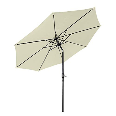 HENGMEI Sombrilla de Aluminio Ø 300 cm Parasol con manivela Parasol inclinable para terraza jardín Playa balcón, Beige