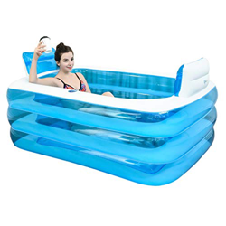 Piscinas hinchables Bañera Inflable Bañera De Hidromasaje Bañera para Adultos Curados Barril De Baño De Playa Bañera Doble Bañera Plegable PVC + Bomba en oferta