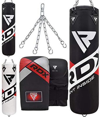 RDX Saco de Boxeo Relleno MMA Muay Thai Kick Boxing Artes Marciales con Guantes Cadena Entrenamiento 4FT 5FT Punching Bag