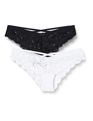 Iris & Lilly BELK445M2 Bikinis & Brasil, Negro/Blanco, M, Pack de 2