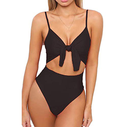 Bikinis Mujer 2019 SHOBDW Color Sólido Conjunto de Bikini Push Up Traje de Baño Mujer Una Pieza Talle Alto Tanga Mujer Nudo de Corbata Acolchado Bra B en oferta