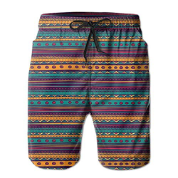 ZQHRS Patrón Azteca Retro A Rayas con Rico Color Étnico Mexicano Estampado Folclórico Pantalones Cortos de Playa de Secado Rápido para Hombres Pantalo características